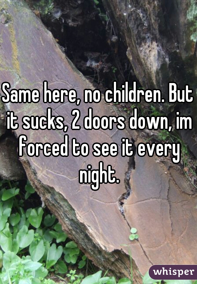 Same here, no children. But it sucks, 2 doors down, im forced to see it every night.