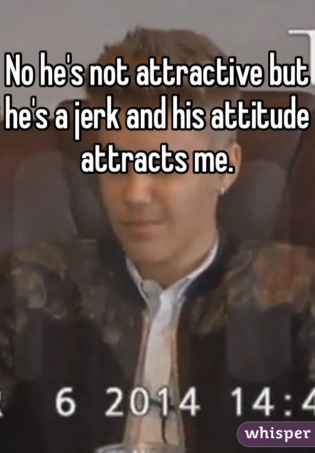 No he's not attractive but he's a jerk and his attitude attracts me. 