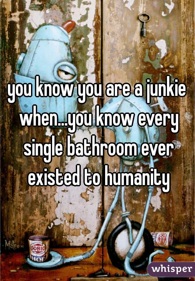 you know you are a junkie when...you know every single bathroom ever existed to humanity