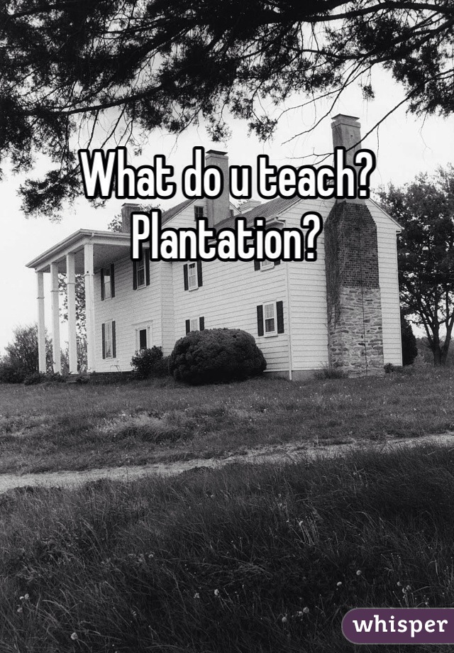 What do u teach? Plantation?