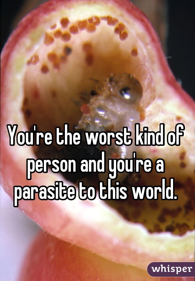 You're the worst kind of person and you're a parasite to this world.