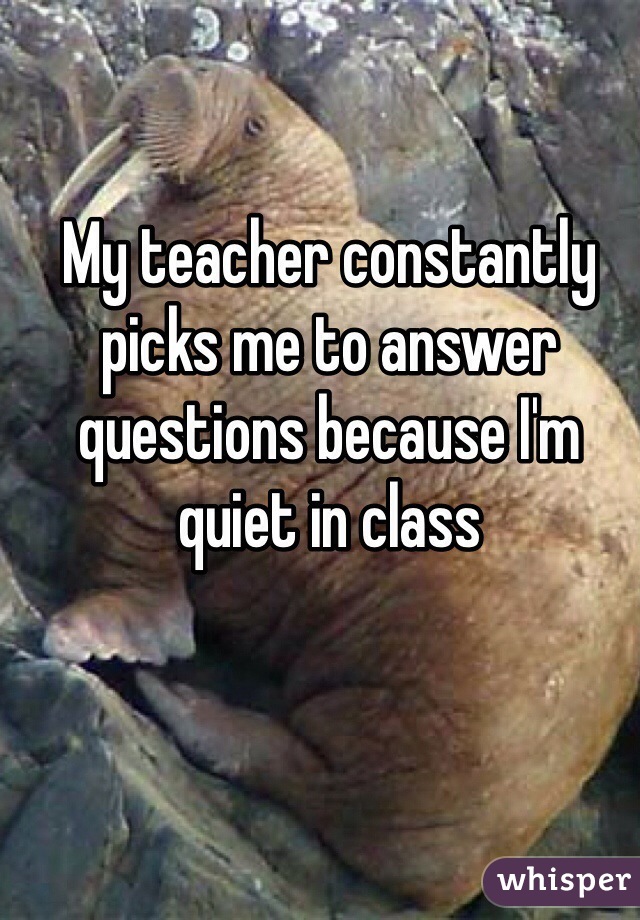 My teacher constantly picks me to answer questions because I'm quiet in class 