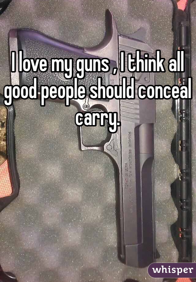 I love my guns , I think all good people should conceal carry.