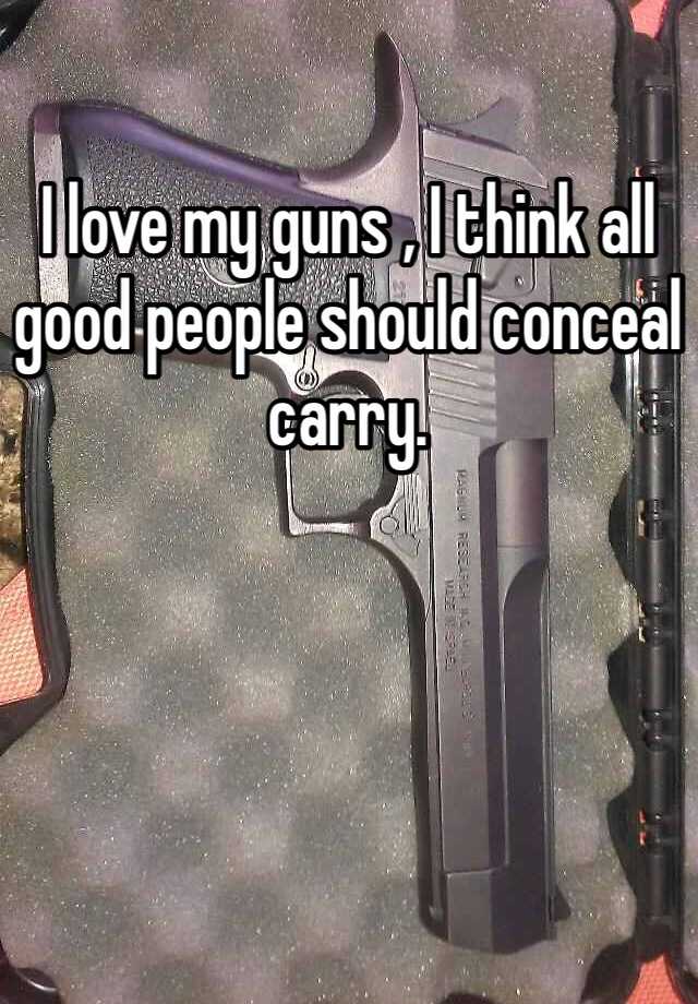 I love my guns , I think all good people should conceal carry.