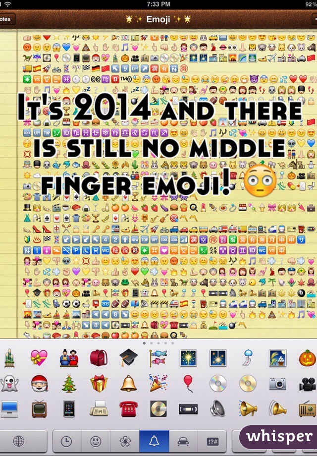 It's 2014 and there is still no middle finger emoji! ðŸ˜³