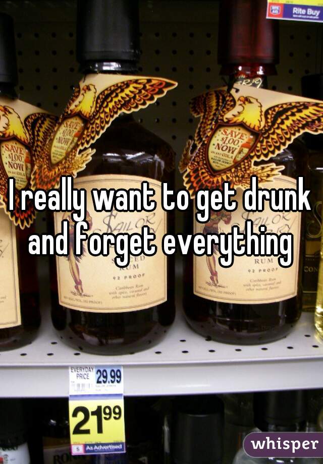 I really want to get drunk and forget everything 