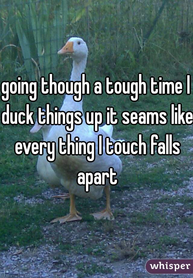 going though a tough time I duck things up it seams like every thing I touch falls apart
