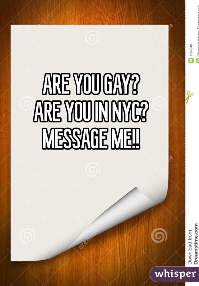 ARE YOU GAY? 
ARE YOU IN NYC?
MESSAGE ME!!