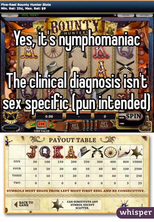 Yes, it's nymphomaniac 

The clinical diagnosis isn't sex specific (pun intended)