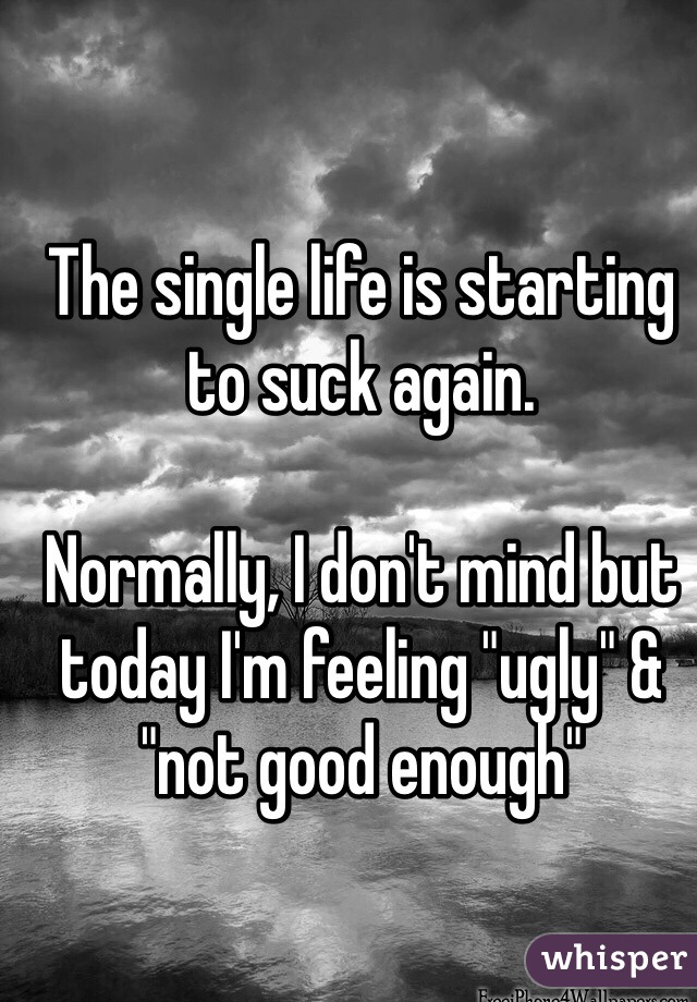 The single life is starting to suck again. 

Normally, I don't mind but today I'm feeling "ugly" & "not good enough"