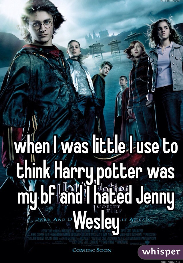 when I was little I use to think Harry potter was my bf and I hated Jenny Wesley 