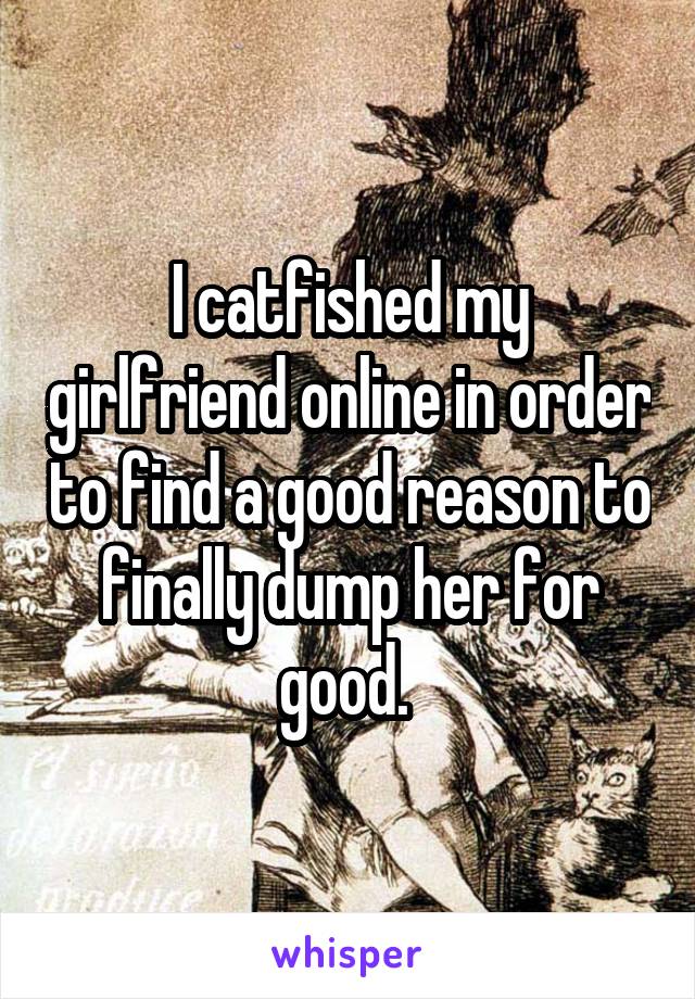 I catfished my girlfriend online in order to find a good reason to finally dump her for good. 