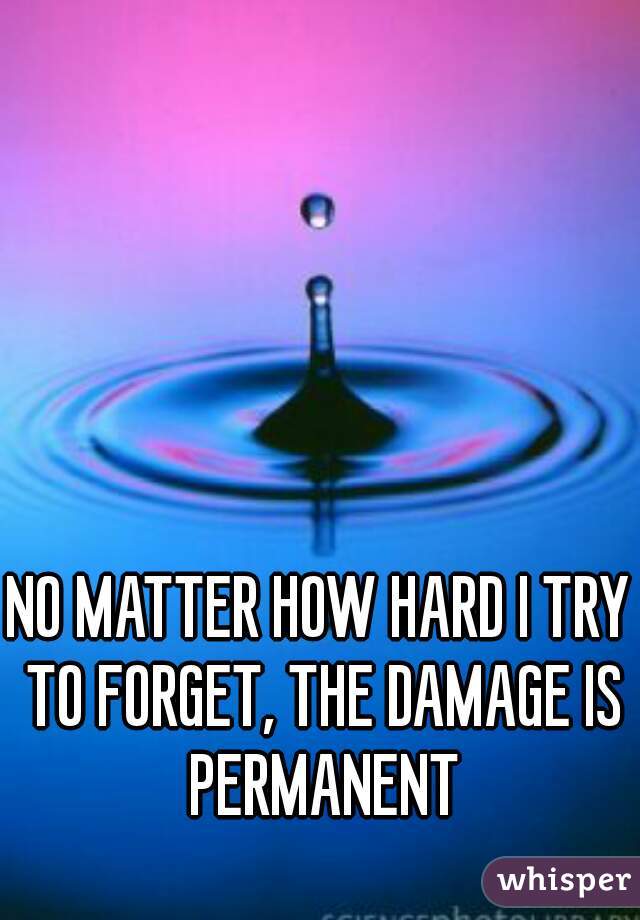 NO MATTER HOW HARD I TRY TO FORGET, THE DAMAGE IS PERMANENT