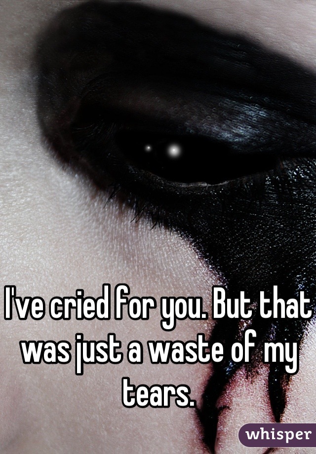 I've cried for you. But that was just a waste of my tears.