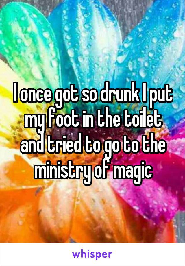 I once got so drunk I put my foot in the toilet and tried to go to the ministry of magic