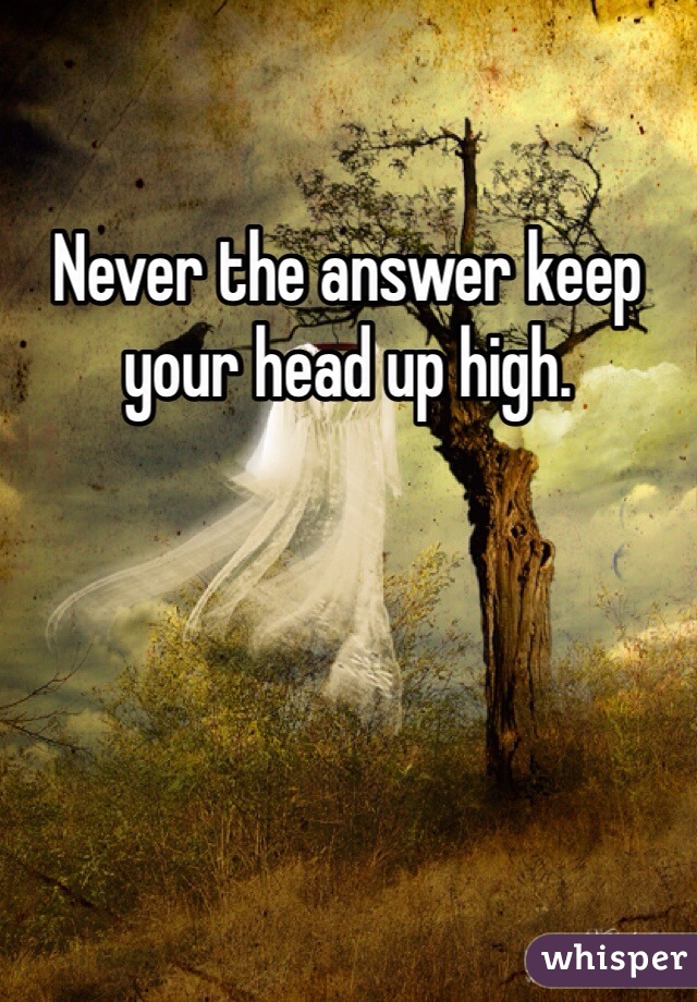Never the answer keep your head up high.