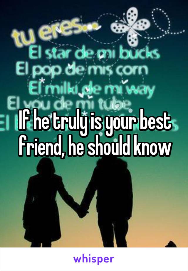 If he truly is your best friend, he should know