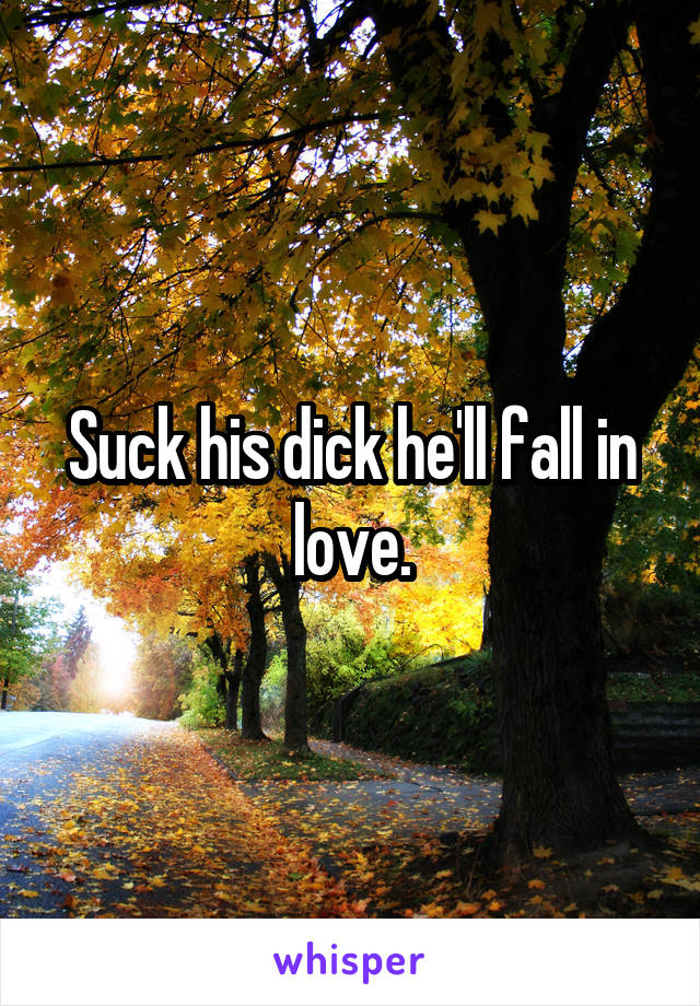 Suck his dick he'll fall in love.