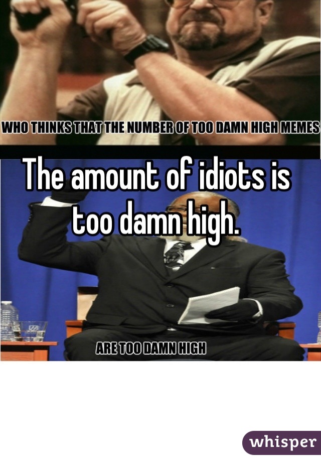 The amount of idiots is too damn high.