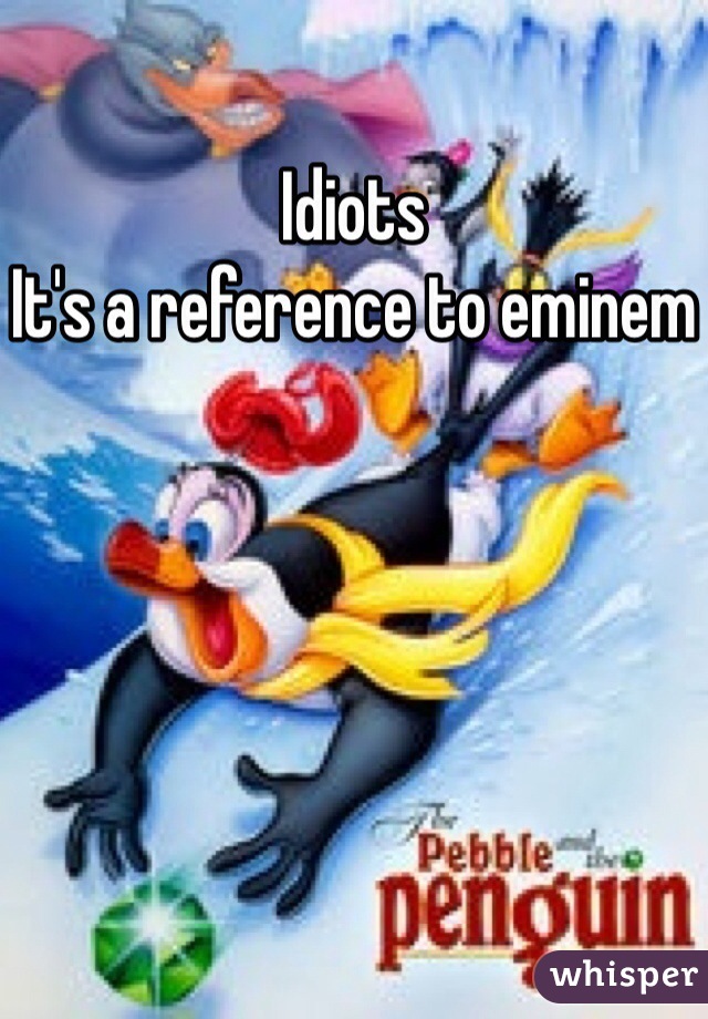 Idiots 
It's a reference to eminem 
