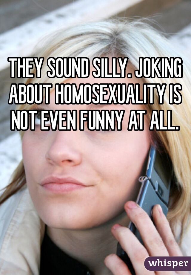 THEY SOUND SILLY. JOKING ABOUT HOMOSEXUALITY IS NOT EVEN FUNNY AT ALL. 