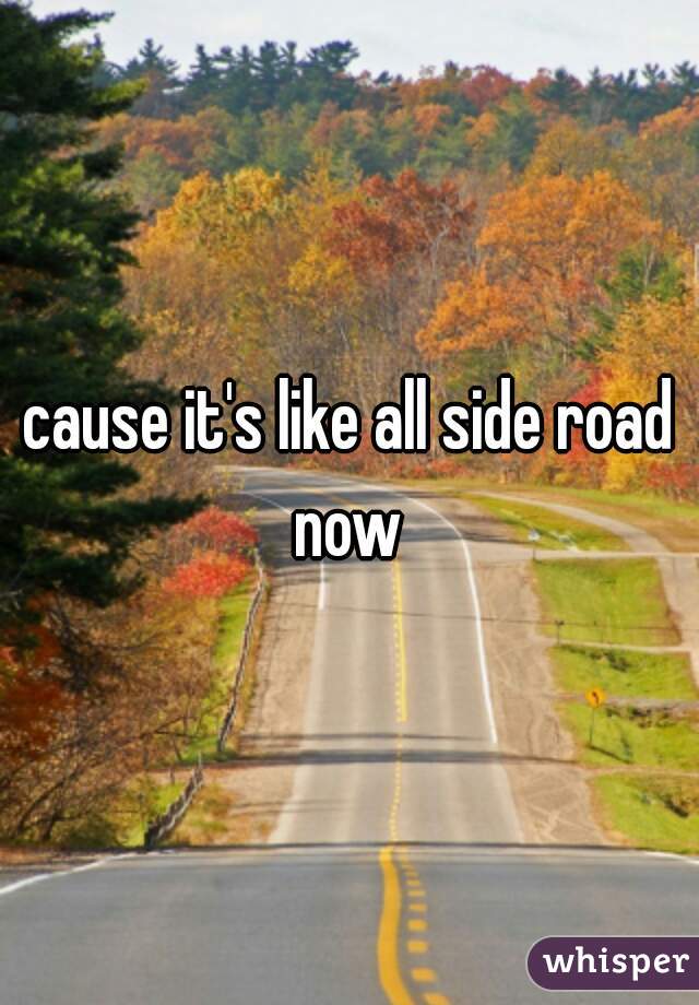 cause it's like all side road now 