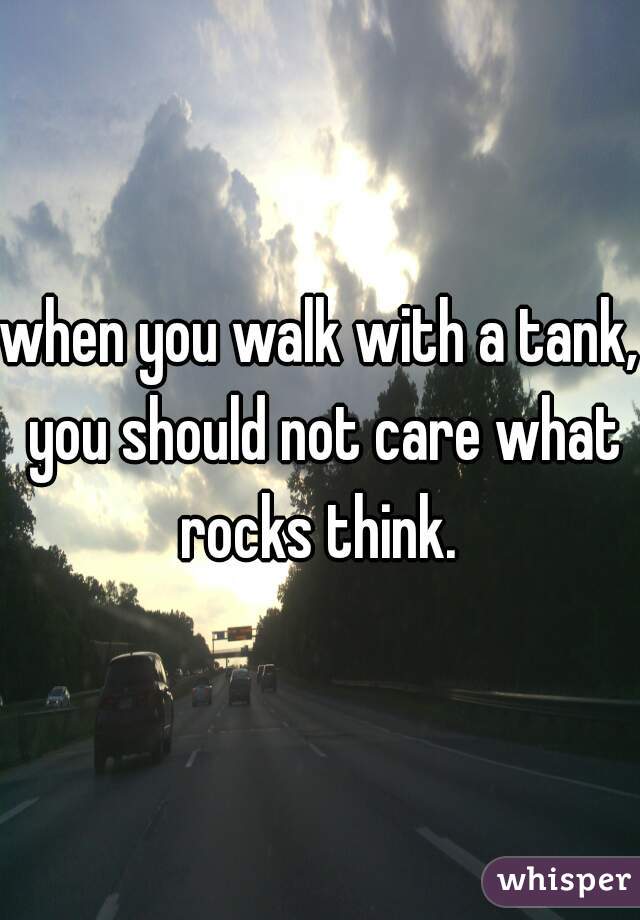 when you walk with a tank, you should not care what rocks think. 