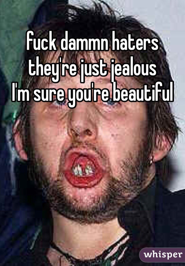 fuck dammn haters 
they're just jealous 
I'm sure you're beautiful 