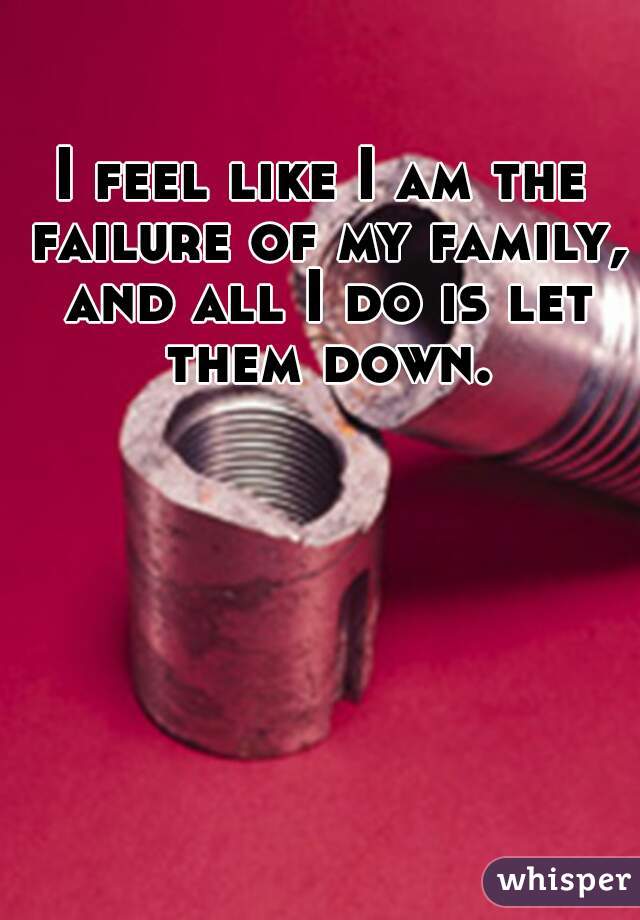 I feel like I am the failure of my family, and all I do is let them down.