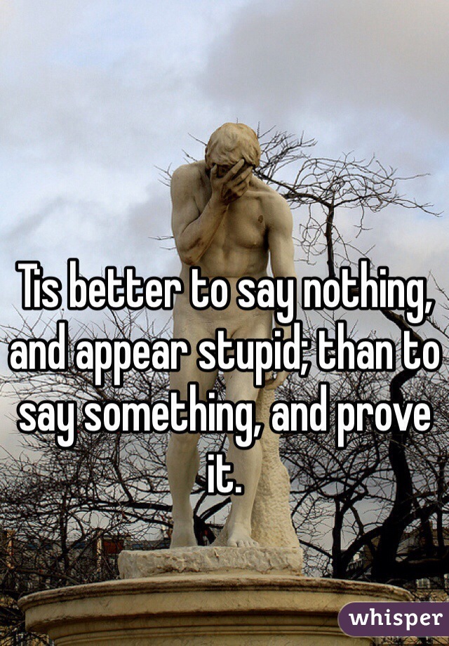 Tis better to say nothing, and appear stupid; than to say something, and prove it.