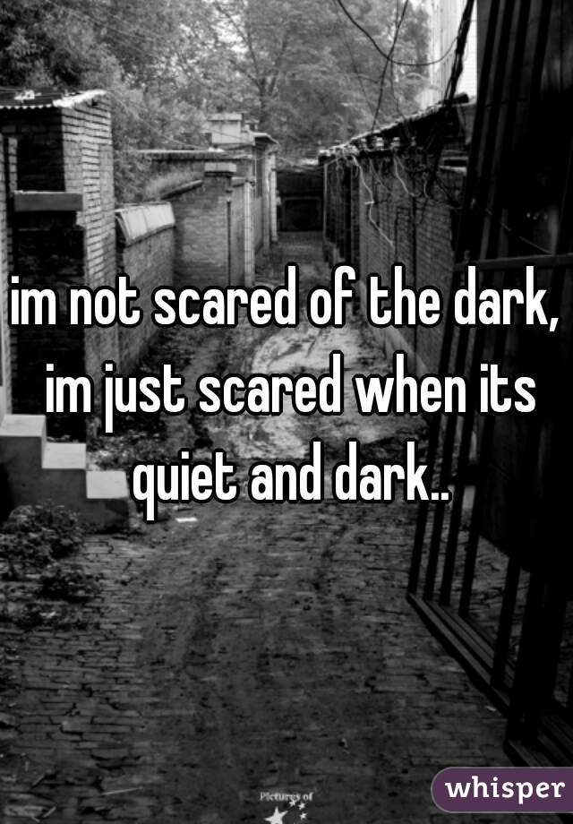 im not scared of the dark, im just scared when its quiet and dark..