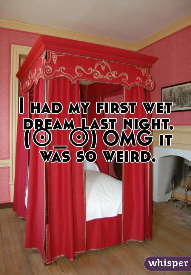 I had my first wet dream last night. (⊙_⊙) OMG it was so weird.