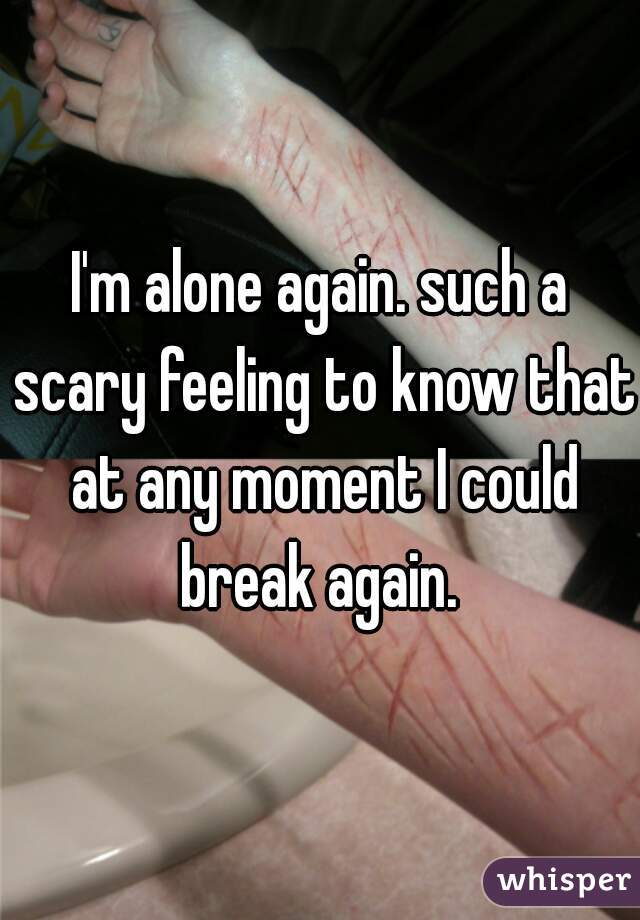 I'm alone again. such a scary feeling to know that at any moment I could break again. 