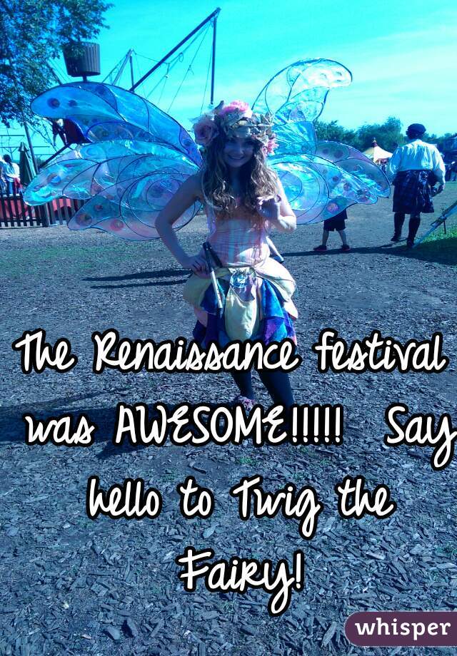 The Renaissance festival was AWESOME!!!!!  Say hello to Twig the Fairy!