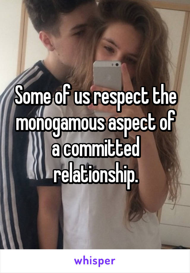 Some of us respect the monogamous aspect of a committed relationship.