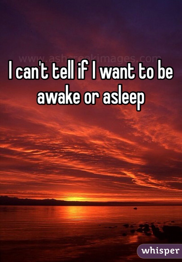 I can't tell if I want to be awake or asleep
