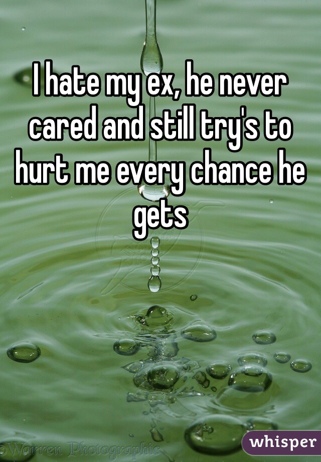 I hate my ex, he never cared and still try's to hurt me every chance he gets 