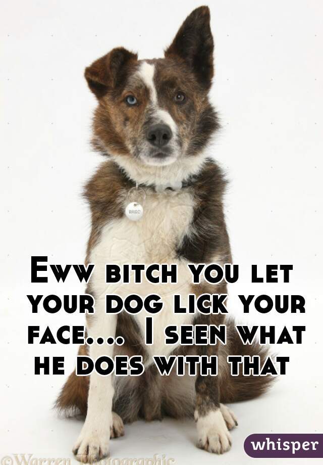 Eww bitch you let your dog lick your face....  I seen what he does with that 