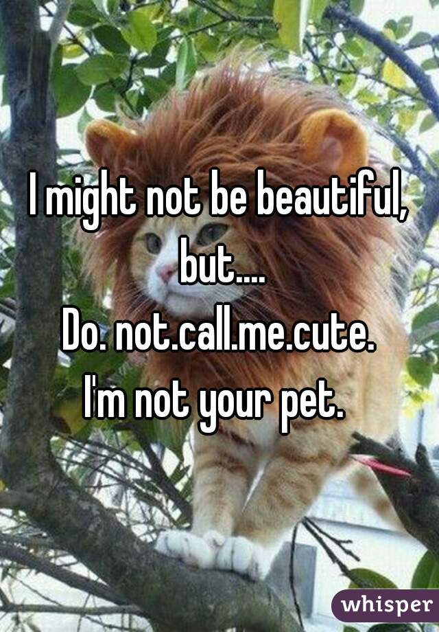 I might not be beautiful, but....
Do. not.call.me.cute.
I'm not your pet. 