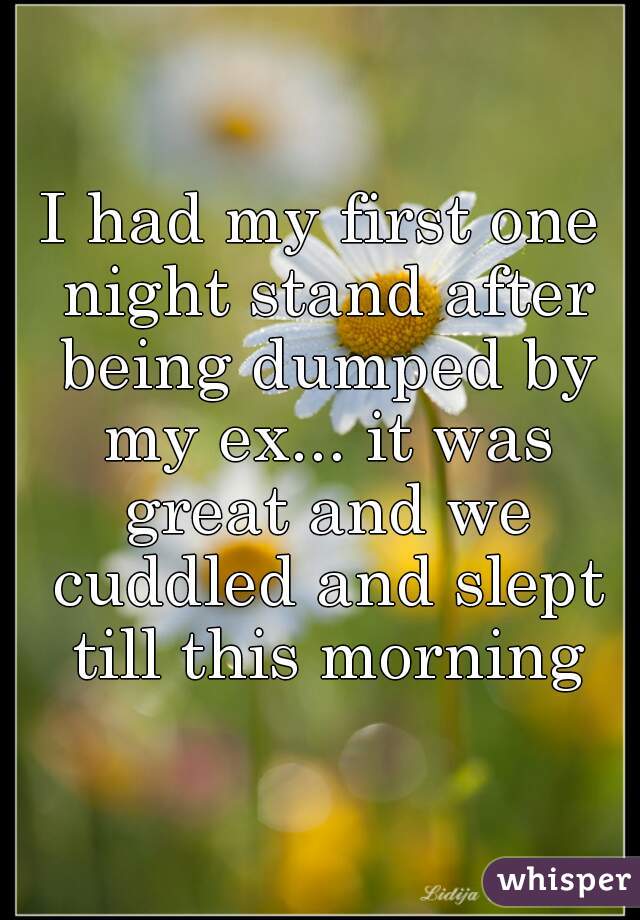 I had my first one night stand after being dumped by my ex... it was great and we cuddled and slept till this morning