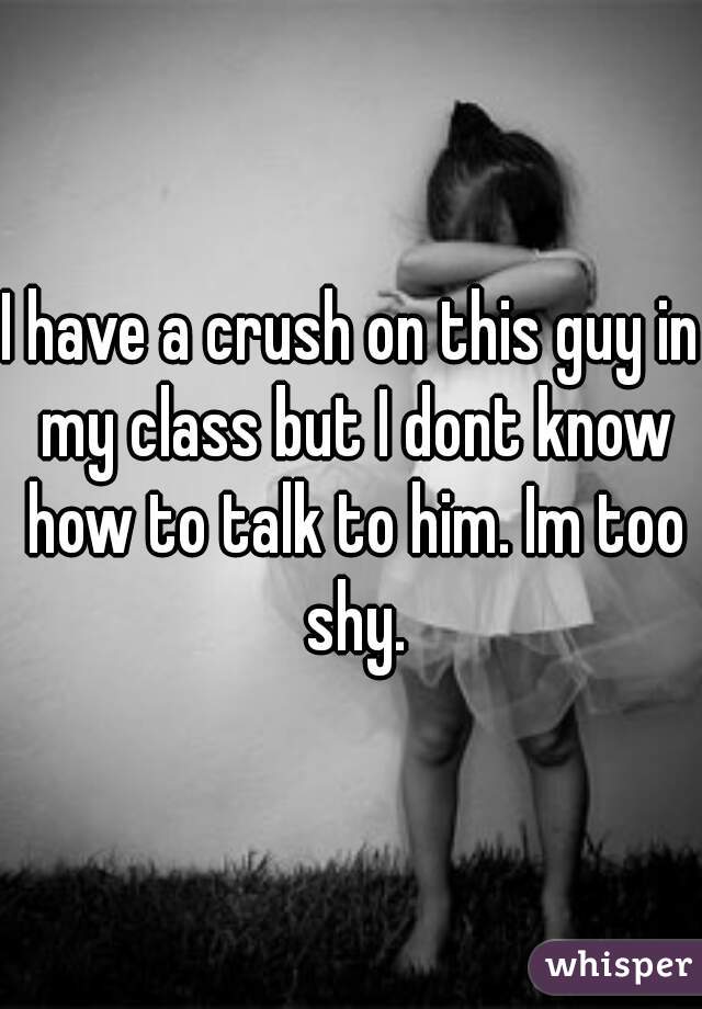I have a crush on this guy in my class but I dont know how to talk to him. Im too shy.