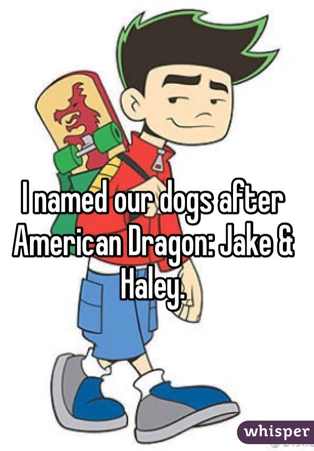 I named our dogs after American Dragon: Jake & Haley.