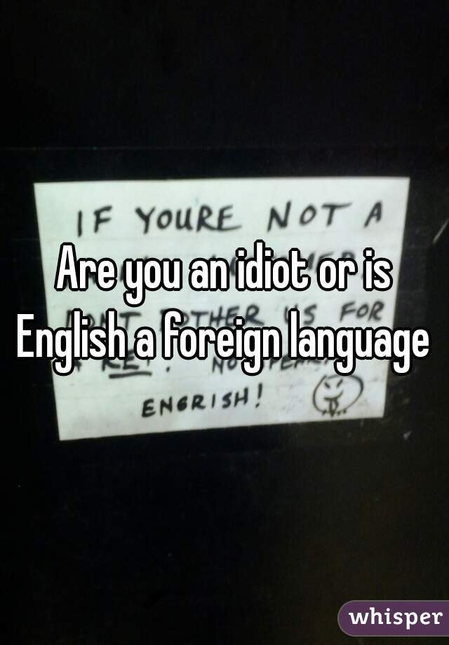 Are you an idiot or is English a foreign language ?