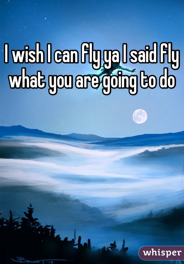 I wish I can fly ya I said fly what you are going to do