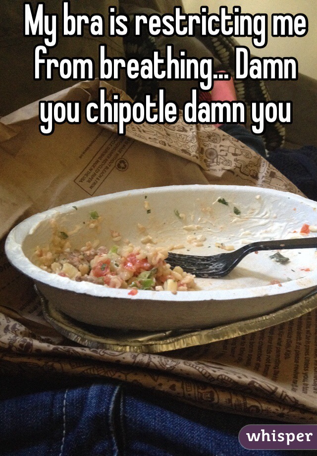 My bra is restricting me from breathing... Damn you chipotle damn you 