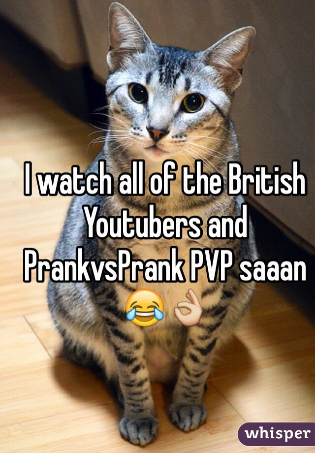 I watch all of the British Youtubers and PrankvsPrank PVP saaan 😂👌