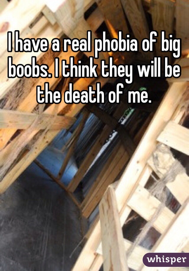 I have a real phobia of big boobs. I think they will be the death of me. 