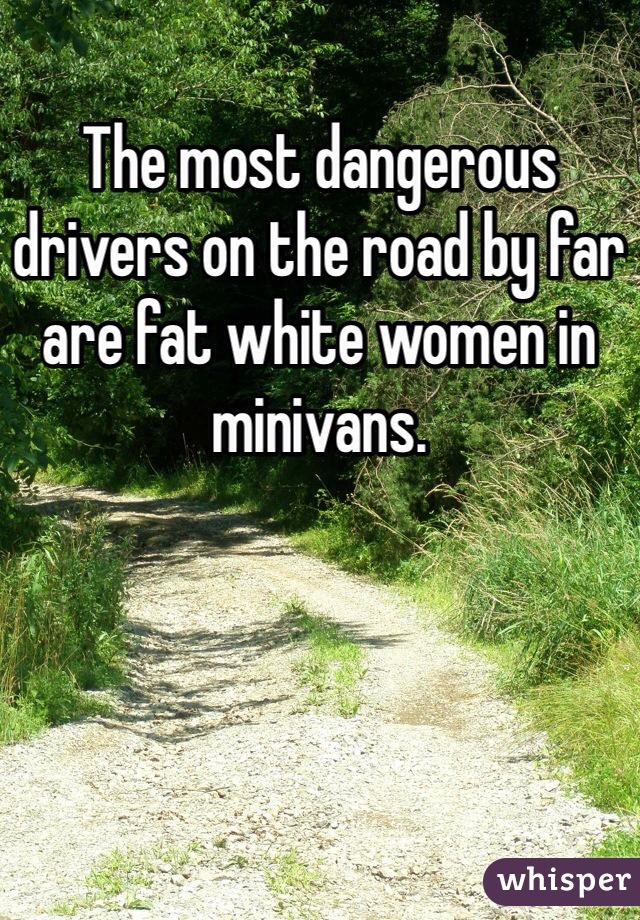 The most dangerous drivers on the road by far are fat white women in minivans. 