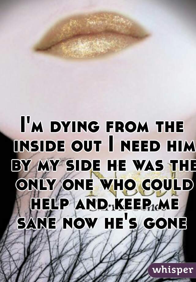 I'm dying from the inside out I need him by my side he was the only one who could help and keep me sane now he's gone 