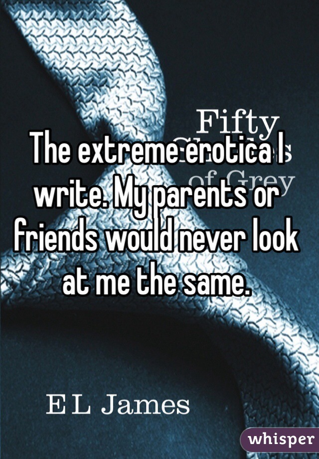The extreme erotica I write. My parents or friends would never look at me the same.  